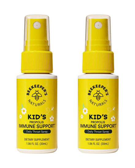 Picture of Beekeeper's Naturals Kids Propolis Throat Spray 95% Bee Propolis Extract - Natural Immune Support & Sore Throat Relief, Antioxidants & Gluten-Free, 1.06 oz (Pack of 2)