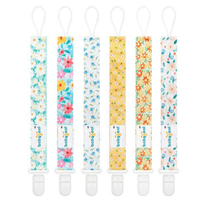 Picture of Babygoal Floral Pacifier Clips, 6 Pack Binky Paci Holder and Leash for Boys and Girls Fits for Most Pacifier, Binkie Styles & Baby Teethers & Toys and Gift 6PS31