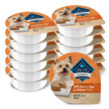 Picture of Blue Buffalo Delights Natural Adult Small Breed Wet Dog Food Cups, Pate Style, Bacon, Egg & Cheese Breakfast Bites 3.5-oz (Pack of 12)