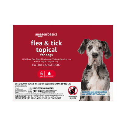 Picture of Amazon Basics Flea and Tick Topical Treatment for X-Large Dogs (89-132 lbs), 6 Count (Previously Solimo)