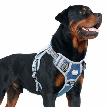 Picture of AUROTH Tactical Dog Harness for Small Medium Large Dogs No Pull Adjustable Pet Harness Reflective K9 Working Training Easy Control Pet Vest Military Service Dog Harnesses (XL, Denim Blue)