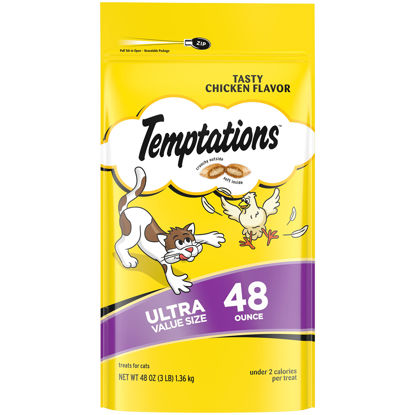 Picture of Temptations Classic Crunchy and Soft Cat Treats Tasty Chicken Flavor, 48 oz. Pouch