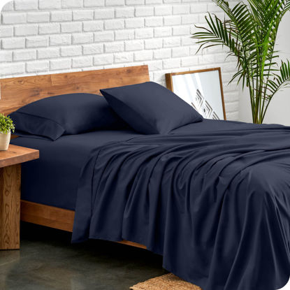Picture of Bare Home Queen Sheet Set - Luxury 1800 Ultra-Soft Microfiber Queen Bed Sheets - Double Brushed - Deep Pockets - Easy Fit - 4 Piece Set - Bedding Sheets & Pillowcases (Queen, Midnight Blue)