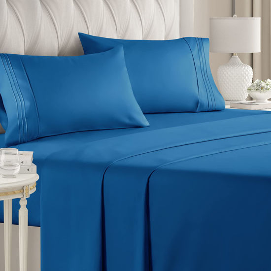 Royal blue shop queen sheet set