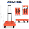 Picture of SOLEJAZZ Folding Hand Truck Dolly, Portable Dolly for Moving, 500LB Luggage Cart Dolly with 6 Wheels & 2 Bungee Cords for Luggage, Travel, Moving, Shopping, Office Use, Orange