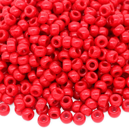 Picture of 1000Pcs Pony Beads Bracelet 9mm Red Plastic Barrel Pony Beads for Necklace,Hair Beads for Braids for Girls,Key Chain,Jewelry Making (Red)