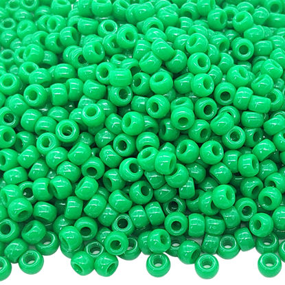 Picture of 1000Pcs Pony Beads Bracelet 9mm Green Plastic Barrel Pony Beads for Necklace,Hair Beads for Braids for Girls,Key Chain,Jewelry Making (Green)