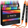 Picture of 36 Colors Acrylic Paint Pens, Dual Tip Pens With Medium Tip and Brush Tip, Paint Markers for Rock Painting, Ceramic, Wood, Plastic, Calligraphy, Scrapbooking, Brush Lettering, Card Making, DIY Crafts