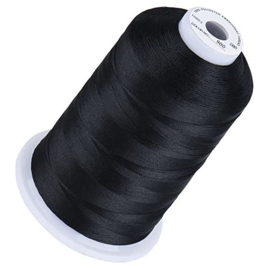Embroidery Thread 5500 Yards Black 900, 40Wt 100% Polyester for Brother