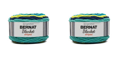 Picture of Bernat Blanket Stripes 300g Aqua Violet Yarn - 2 Pack of 300g/10.5oz - Polyester - 6 Super Bulky - Knitting/Crochet