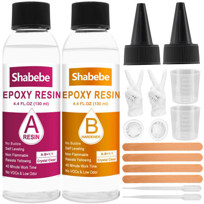 Picture of Epoxy Resin-8.8OZ Resin Kit, Epoxy Resin Crystal Clear-Not Yellowing and No Bubble Self Leveling Easy Mix 1:1 Casting & Coating for DIY Jewelry Making of The Art Resin & Epoxy Resin