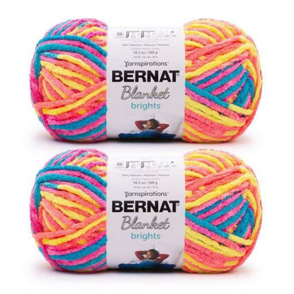 Picture of Bernat Blanket Brights 300g Neon Mix Yarn - 2 Pack of 300g/10.5oz - Polyester - 6 Super Bulky - Knitting/Crochet