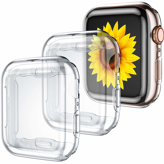 Picture of GEAK for Apple Watch Case 44mm Series 6 Series 5 with Screen Protector, 3 Pack Soft Transparent TPU All-Around Protective Case for iWatch Series 5 44mm (3 Clear)