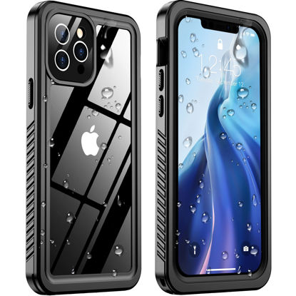 Picture of Temdan for iPhone 12 Pro Max Case Waterproof,Built-in Screen Protector [IP68 Underwater][Military-Grade Protection][Dustproof][Real 360] Full Body Shockproof Phone Case-Black/Clear