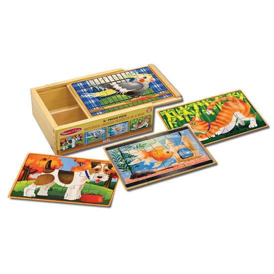 GetUSCart Melissa Doug Pets 4 in 1 Wooden Jigsaw Puzzles in a