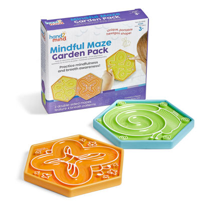 Picture of hand2mind Mindful Maze Garden Pack, Finger Labyrinth for Kids, Mindfulness for Kids, Sensory Play Therapy Toys, Calm Down Corner Supplies, Social Emotional Learning Activities (Set of 2)