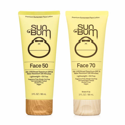 Picture of Sun Bum Original SPF 50 and SPF 70 Sunscreen Face Lotion | Vegan and Hawaii 104 Reef Act Compliant (Octinoxate & Oxybenzone Free) Broad Spectrum Fragrance-Free UVA/UVB Sunscreen with Vitamin E|3oz