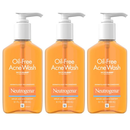 Picture of Neutrogena Oil-Free Acne Fighting Facial Cleanser with Salicylic Acid Acne Treatment Medicine, Daily Oil-Free Acne Face Wash for Acne-Prone Skin, 9.1 fl. oz, 3 pk