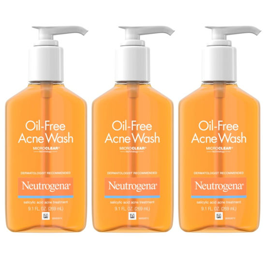 Picture of Neutrogena Oil-Free Acne Fighting Facial Cleanser with Salicylic Acid Acne Treatment Medicine, Daily Oil-Free Acne Face Wash for Acne-Prone Skin, 9.1 fl. oz, 3 pk