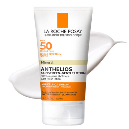 Picture of La Roche-Posay Anthelios Mineral Sunscreen Gentle Lotion Broad Spectrum SPF 50, Face and Body Sunscreen with Zinc Oxide and Titanium Dioxide, Oil-Free