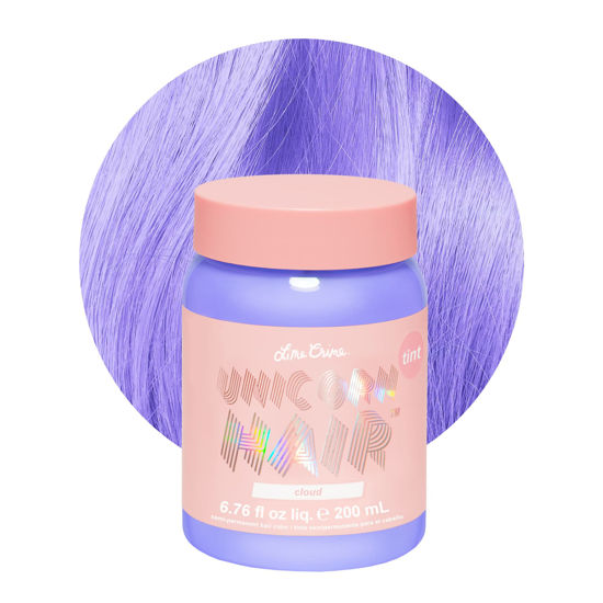 Picture of Lime Crime Pastel Colored Unicorn Hair Tint, Cloud (Periwinkle Blue) - Damage-Free Semi-Permanent Hair Color Conditions & Moisturizes - Temporary Hair Dye Kit Has Sugary Citrus Vanilla Scent - Vegan