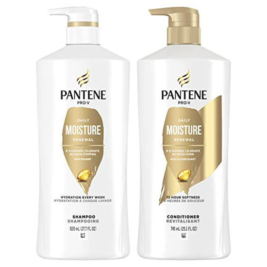 Picture of Pantene Shampoo, Conditioner and Hair Treatment Set, Daily Moisture Renewal for Dry Hair, Safe for Color-Treated Hair