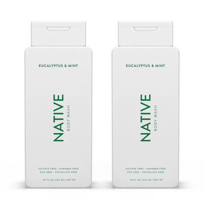 Picture of Native Body Wash Natural Body Wash for Women, Men | Sulfate Free, Paraben Free, Dye Free, with Naturally Derived Clean Ingredients Leaving Skin Soft and Hydrating, Eucalyptus & Mint 18 oz - 2 Pk