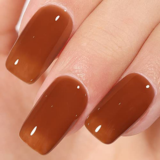 Glossy Brown Color False Nail Short Almond Press on Nails for Nail Art  24pcs | eBay