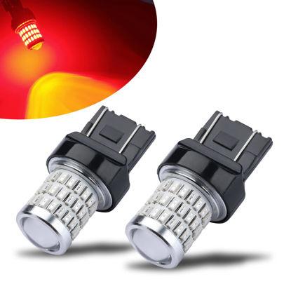 Picture of iBrightstar Newest 9-30V Super Bright Low Power 7443 7440 T20 LED Bulbs with Projector Replacement for Tail Brake Lights Turn signal Lights, Brilliant Red
