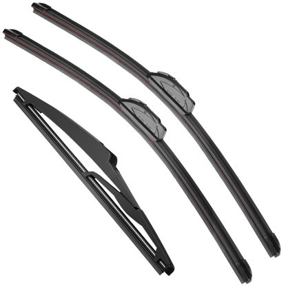 Picture of RAINTOK Windshield Wiper Blade Set Replacement for 2013-2018 Toyota RAV4 Original Equipment Replacement Front Wiper Blades - 26"/16"/10" (Set of 3) U/J Hook