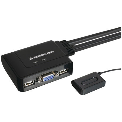 Picture of IOGEAR 2-Port USB VGA Cabled KVM Switch - 2048 x 1536 - Remote Button Switch - Plug n Play - PC, MAC, SUN - GCS22U
