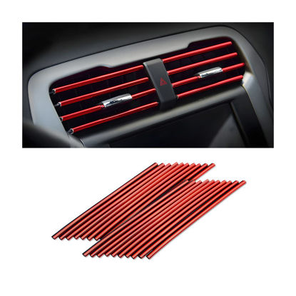 Picture of 20 Pieces Car Air Conditioner Decoration Strip for Vent Outlet, Universal Waterproof Bendable Air Vent Outlet Trim Decoration, Suitable for Most Air Vent Outlet, Car Interior Accessories (Red)