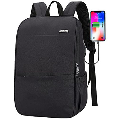 Picture of MAXTOP Deep Storage Laptop Backpack with USB Charging Port[Water Resistant] College Computer Bookbag Fits 16 Inch Laptop,Black