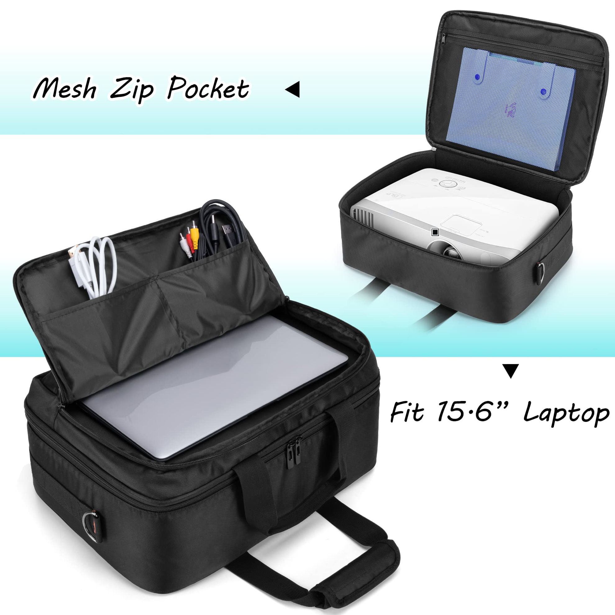 GetUSCart- CURMIO Projector Carrying Case, Projector Bag with Laptop ...