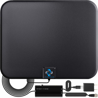 Picture of 2023 Amplified HD Digital TV Antenna Long 250+ Miles Range - Support 4K 8K 1080p Fire tv Stick and All TV's - Indoor Smart Switch Amplifier Signal Booster - 18ft HDTV Cable/AC Adapters