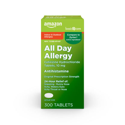 Picture of Amazon Basic Care All Day Allergy, Cetirizine Hydrochloride Tablets, 10 mg, Antihistamine, 300 Count