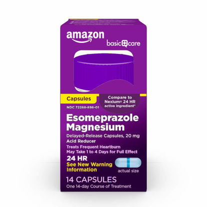 Picture of Amazon Basic Care Esomeprazole Magnesium Delayed Release Capsules, 20 mg, Acid Reducer, 14 Count