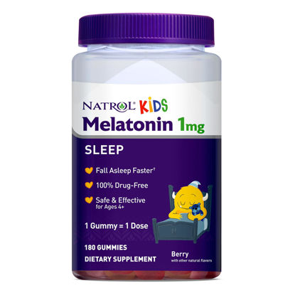 Picture of Natrol Kids Melatonin 1mg, Dietary Supplement for Restful Sleep, 180 Berry-Flavored Gummies, 180 Day Supply