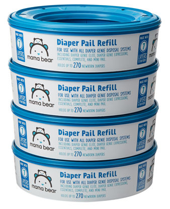 Picture of Amazon Brand - Mama Bear Diaper Pail Refills for Diaper Genie Pails, 1080 Count (4 Packs of 270 Count)