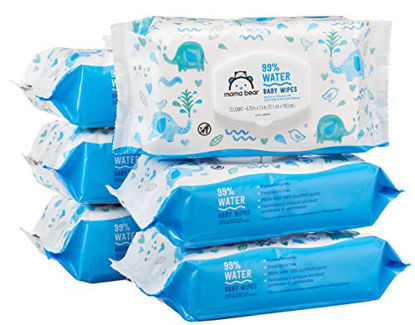 Picture of Amazon Brand - Mama Bear 99% Water Baby Wipes, Hypoallergenic, Fragrance Free, 432 Count (6 Packs of 72)