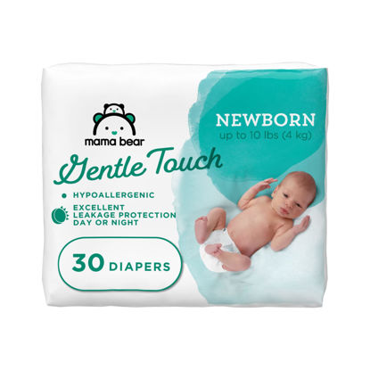Picture of Amazon Brand - Mama Bear Gentle Touch Diapers, Hypoallergenic, Newborn, 30 Count