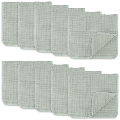 Picture of Comfy Cubs Muslin Burp Cloths Large 100% Cotton Hand Washcloths for Babies, Baby Essentials 6 Layers Extra Absorbent and Soft Boys & Girls Baby Rags for Newborn Registry (Fern 10-Pack, 20" X10")