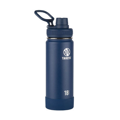Picture of Takeya Actives Insulated Stainless Steel Water Bottle with Spout Lid, 18 Ounce, Midnight Blue