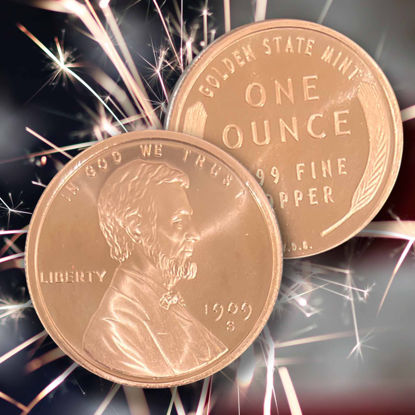 Picture of 1 AVDP Oz. Lincoln Wheat Cent Authentic Copper Round| Commemorative Piece Made from .999 Fine Copper Made in USA