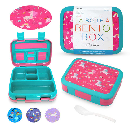GetUSCart- Unicorn Bento Lunch Box for Girls Toddlers, 5 Portion