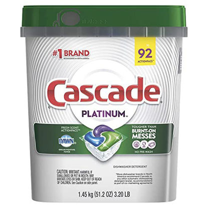 Picture of Cascade Platinum Dishwasher Detergent, 16x Strength With Dawn Grease Fighting Power, Fresh Scent (92 Count)
