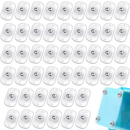 Picture of Self Adhesive Caster Wheels Mini Swivel Wheels Stainless Steel Paste Universal Wheel 360 Degree Rotation Sticky Pulley for Bins Bottom Storage Box Furniture Trash Can (48 Pieces,Clear)