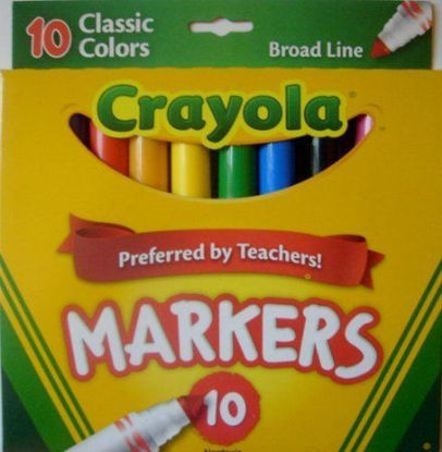 Picture of Crayola Broad Line Markers, Classic Colors 10 Each (Pack of 3)