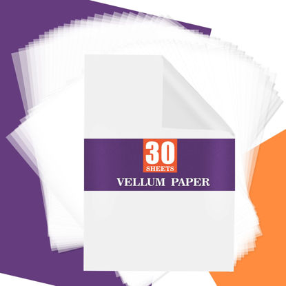 Picture of Vellum Paper 8.5 x 11 Translucent-Printable - Translucent Vellum Paper psler Translucent Paper Tracing Vellum Paper for Crafts Tracing,Drawing,Card Overlays,Invitation Envelope 30 Sheets