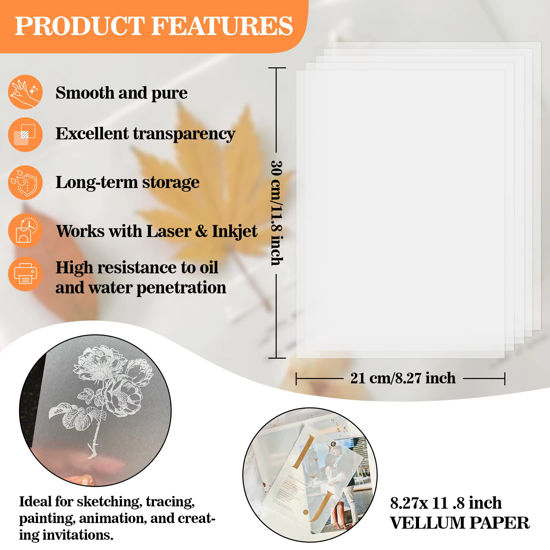 GetUSCart- Vellum Paper 8.5 x 11 Translucent-Printable - Translucent Vellum Paper psler ...